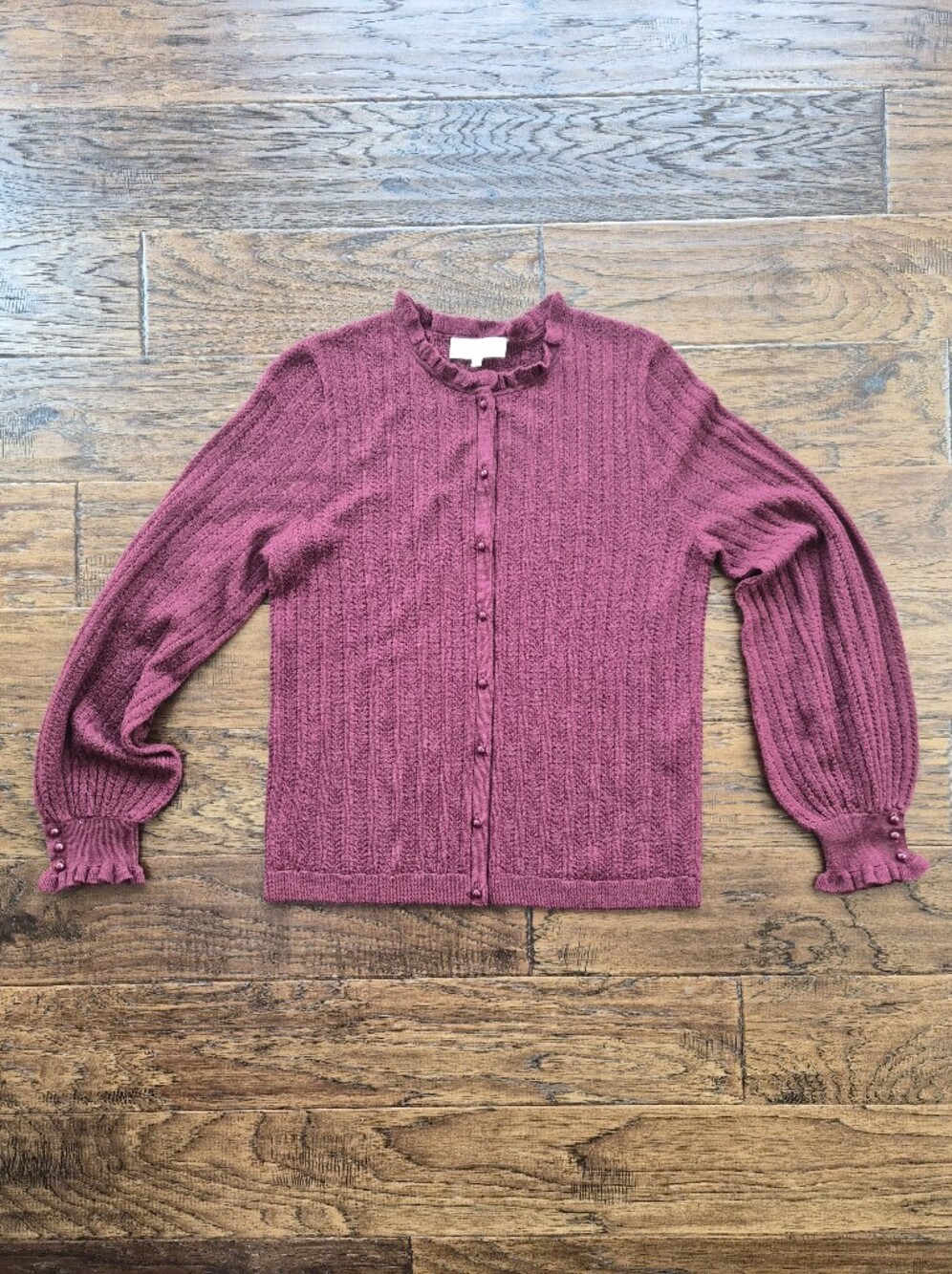 [Sezane] NWOT Louis Cardigan In Burgundy, Size M, 100% Merino Wool - Picture 3 of 11